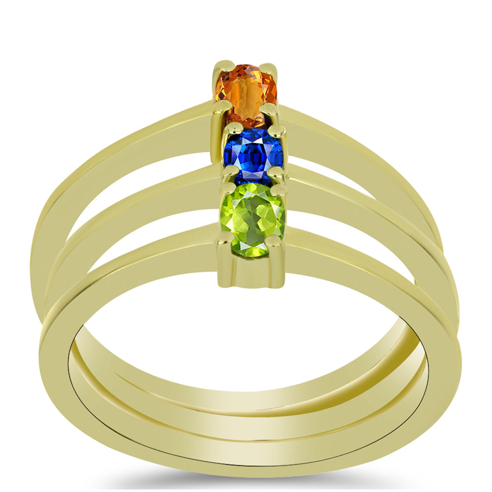 Set din Argint 925 Placat cu Aur ( 4.15 grame ) cu Safir Albastru Australian și Safir Padparadscha 0.72 Carate ( Inel )