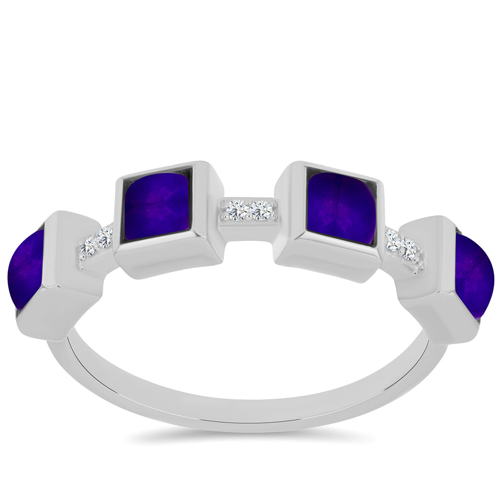 Inel din Argint 925 ( 3.31 grame ) cu Jad Violet și Topaz Alb 1.37 Carate