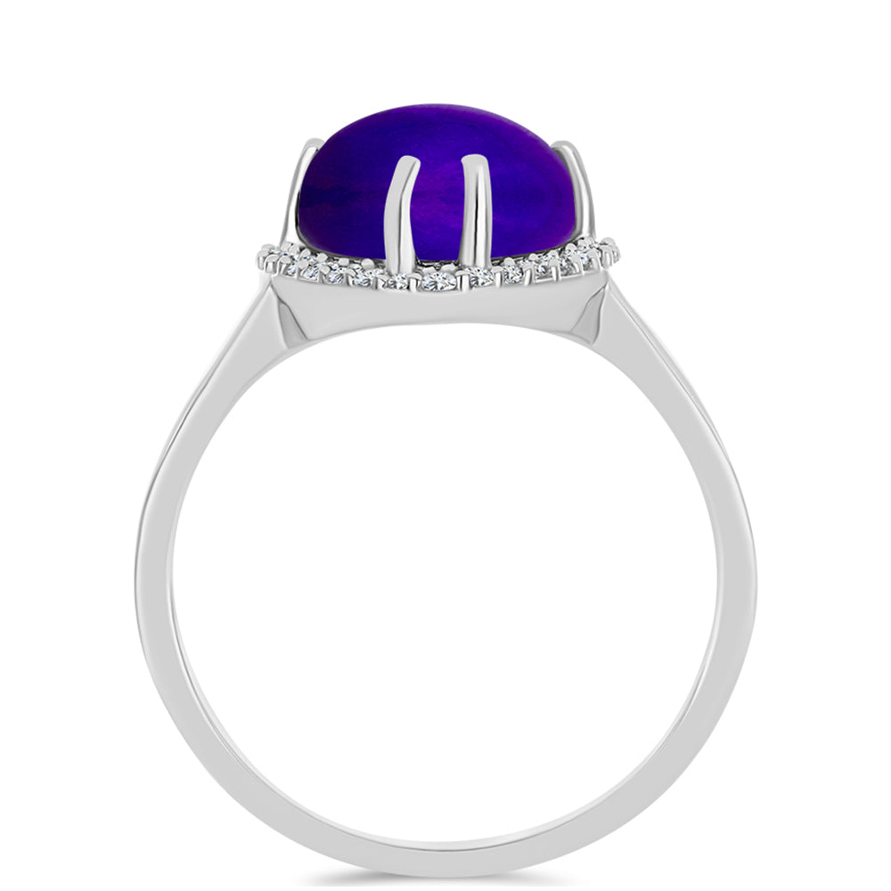 Inel din Argint 925 ( 3.14 grame ) cu Jad Violet și Topaz Alb 4.12 Carate 2 