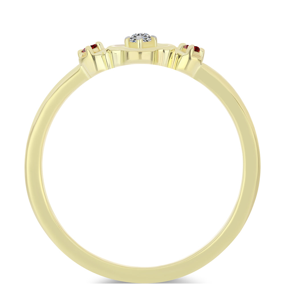 Inel din Argint 925 Placat cu Aur ( 1.6 grame ) cu Diamant Roșu și Diamant Alb 0.06 Carate 2 