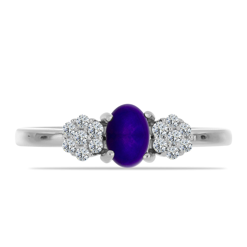 Inel din Argint 925 ( 2.12 grame ) cu Jad Violet și Topaz Alb 0.67 Carate 1 