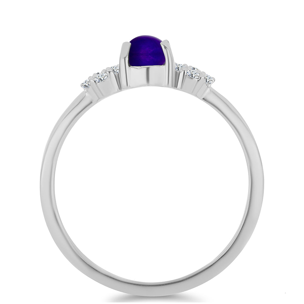Inel din Argint 925 ( 2.12 grame ) cu Jad Violet și Topaz Alb 0.67 Carate