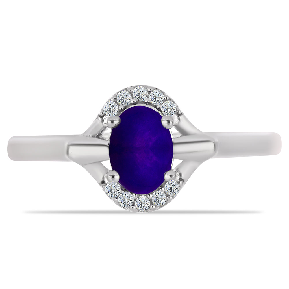 Inel din Argint 925 ( 2.37 grame ) cu Jad Violet și Topaz Alb 0.82 Carate