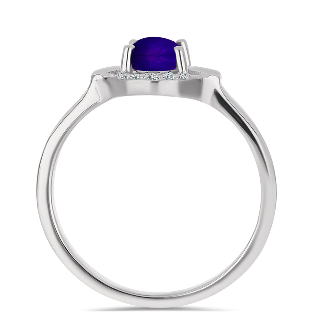 Inel din Argint 925 ( 2.37 grame ) cu Jad Violet și Topaz Alb 0.82 Carate 2 