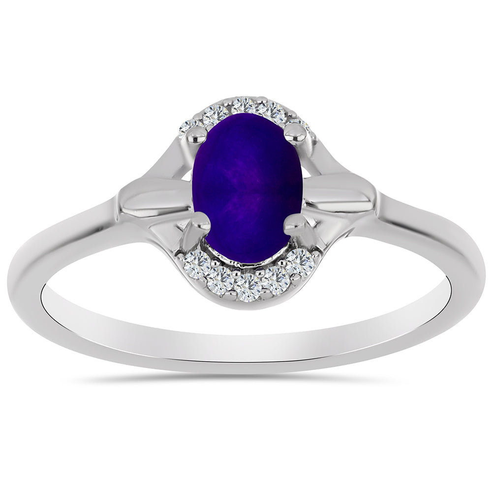 Inel din Argint 925 ( 2.37 grame ) cu Jad Violet și Topaz Alb 0.82 Carate