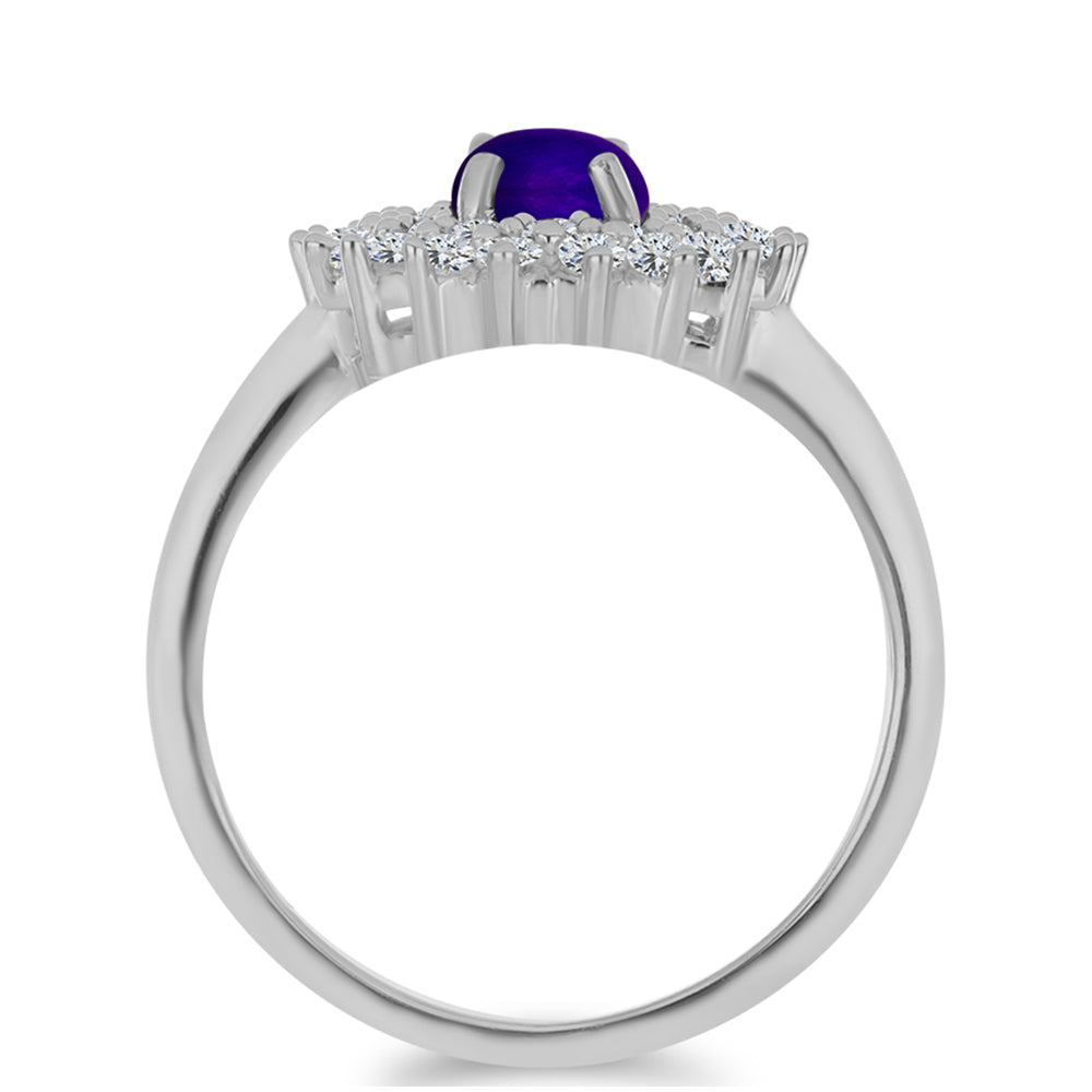 Inel din Argint 925 ( 2.93 grame ) cu Jad Violet și Topaz Alb 1.52 Carate 2 