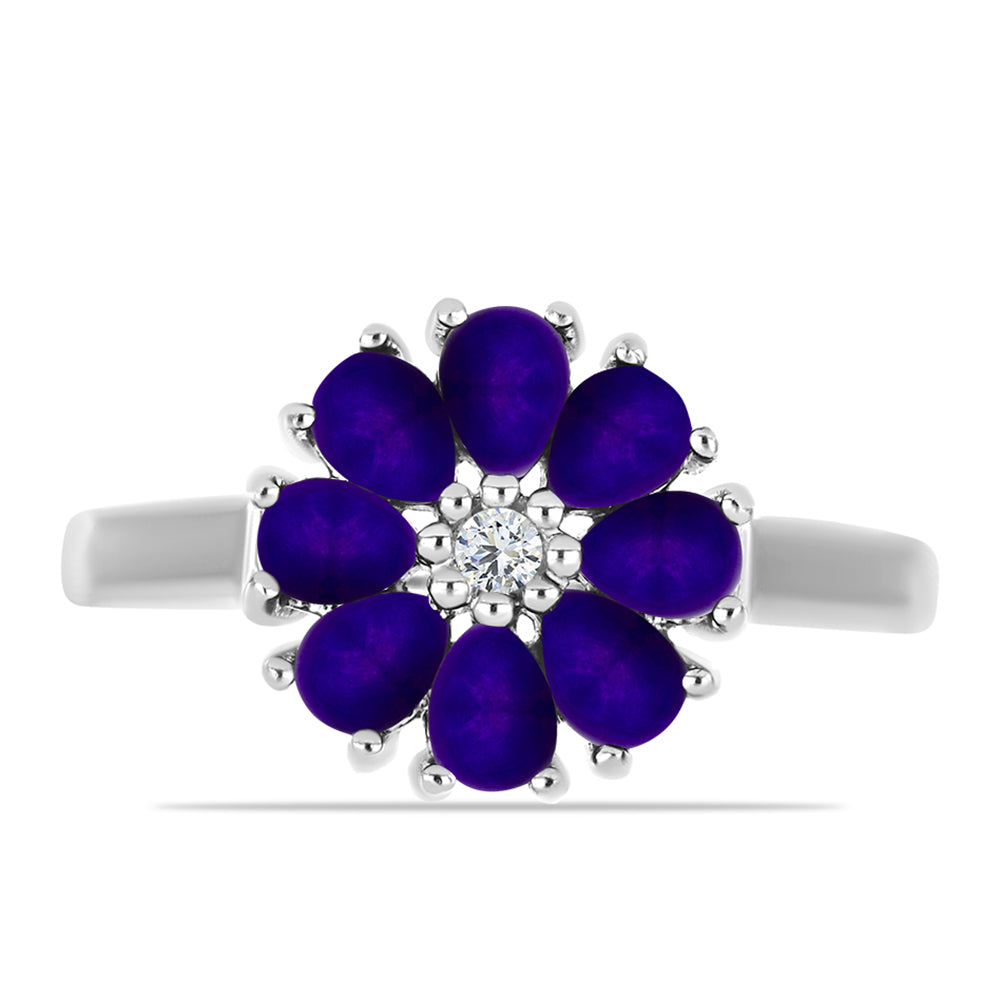 Inel din Argint 925 ( 3.46 grame ) cu Jad Violet și Topaz Alb 1.32 Carate