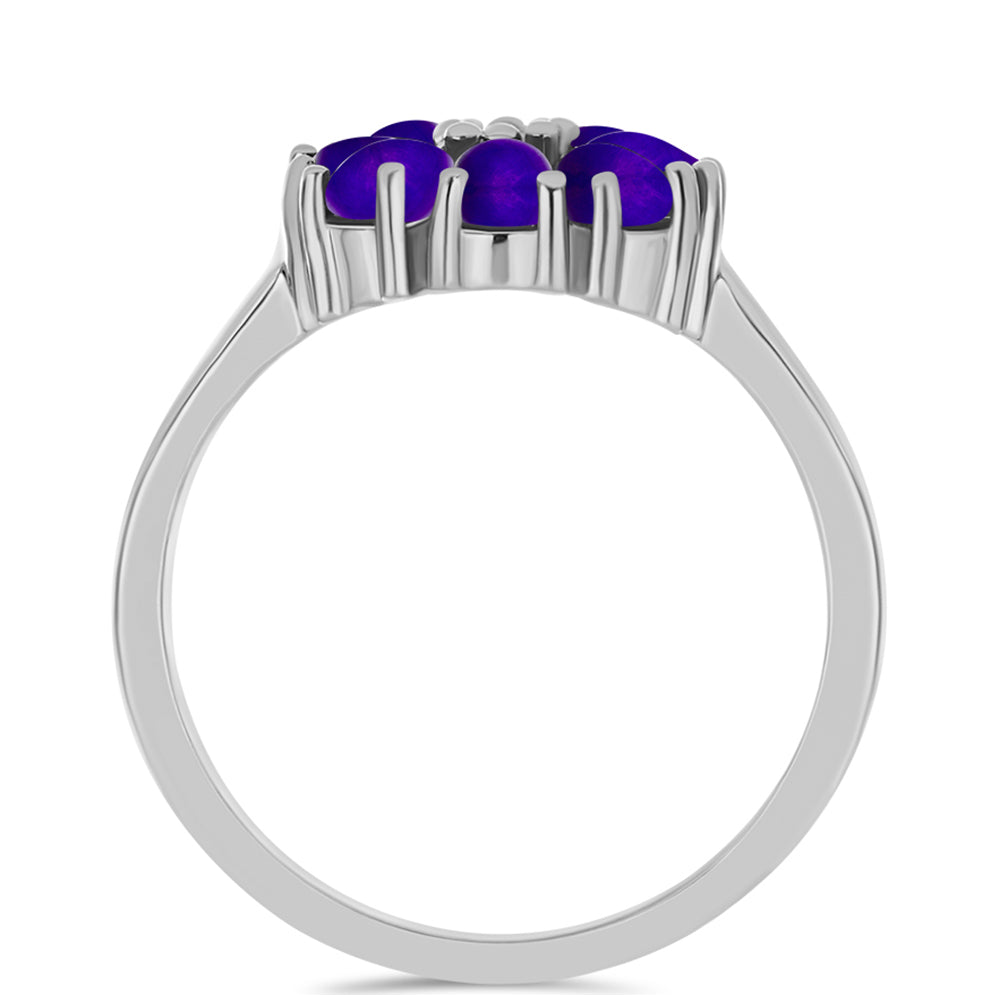 Inel din Argint 925 ( 3.46 grame ) cu Jad Violet și Topaz Alb 1.32 Carate