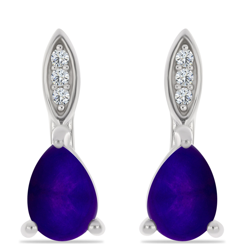 Cercei din Argint 925 ( 2.96 grame ) cu Jad Violet și Topaz Alb 1.4 Carate