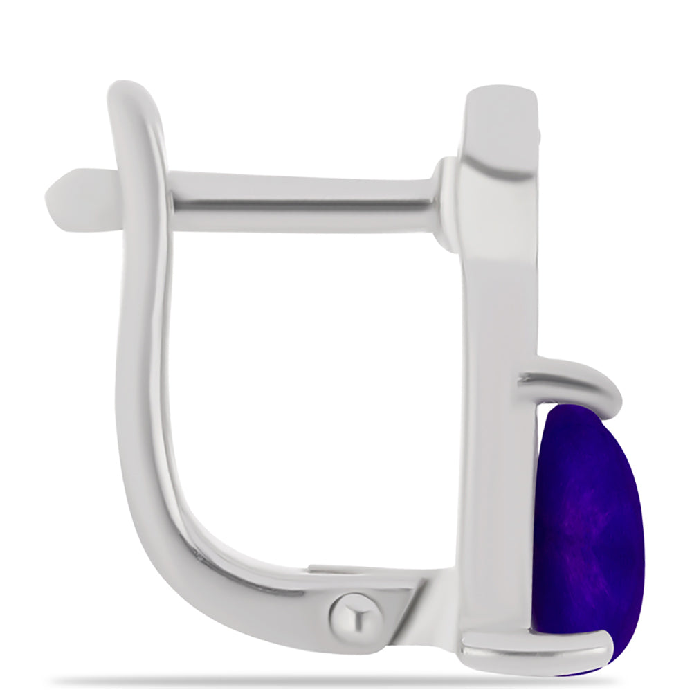 Cercei din Argint 925 ( 2.96 grame ) cu Jad Violet și Topaz Alb 1.4 Carate 2 