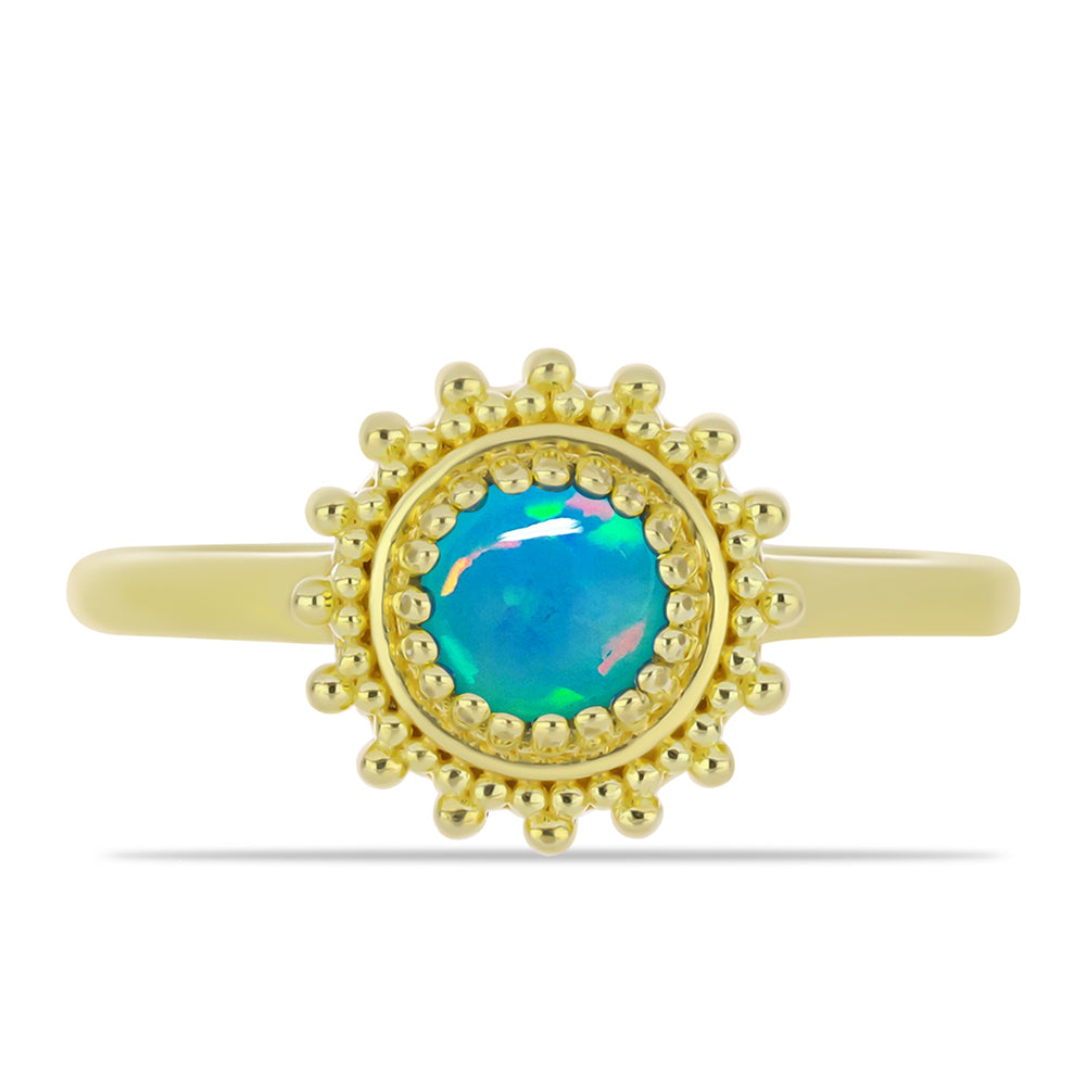 Inel din Argint 925 Placat cu Aur ( 2.41 grame ) cu Opal Albastru Etiopian Paraiba 0.3 Carate