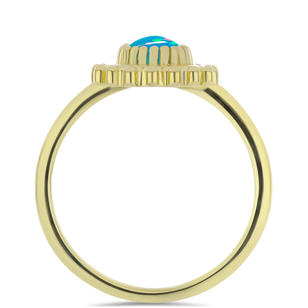 Inel din Argint 925 Placat cu Aur ( 2.41 grame ) cu Opal Albastru Etiopian Paraiba 0.3 Carate 2 