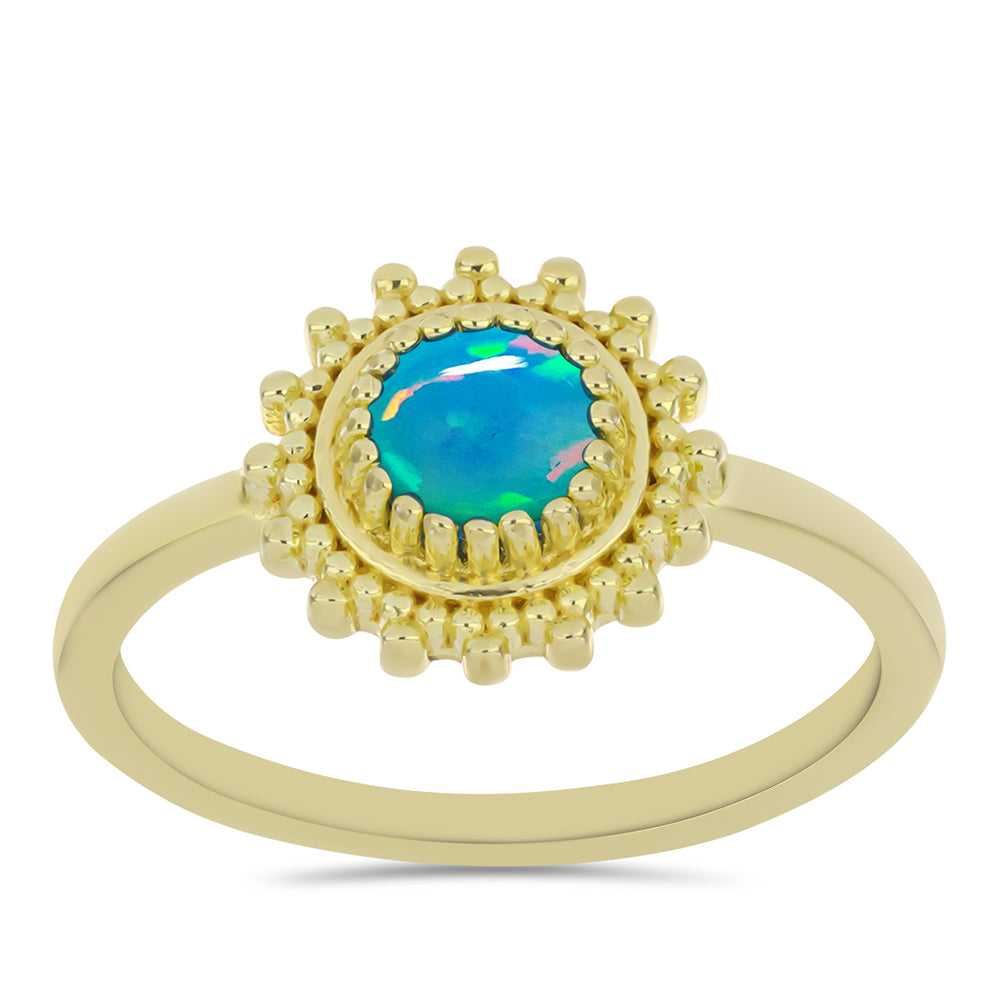 Inel din Argint 925 Placat cu Aur ( 2.41 grame ) cu Opal Albastru Etiopian Paraiba 0.3 Carate