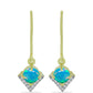 Cercei din Argint 925 Placat cu Aur ( 1.89 grame ) cu Opal Albastru Etiopian Paraiba și Topaz Alb 0.7 Carate