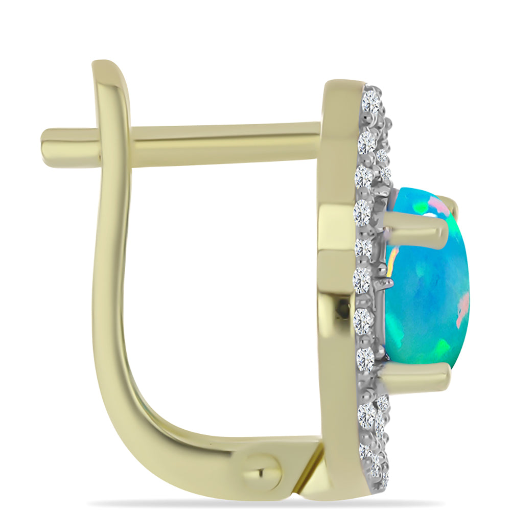 Cercei din Argint 925 Placat cu Aur ( 3.88 grame ) cu Opal Albastru Etiopian Paraiba și Topaz Alb 1.64 Carate 2 