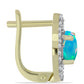 Cercei din Argint 925 Placat cu Aur ( 3.88 grame ) cu Opal Albastru Etiopian Paraiba și Topaz Alb 1.64 Carate