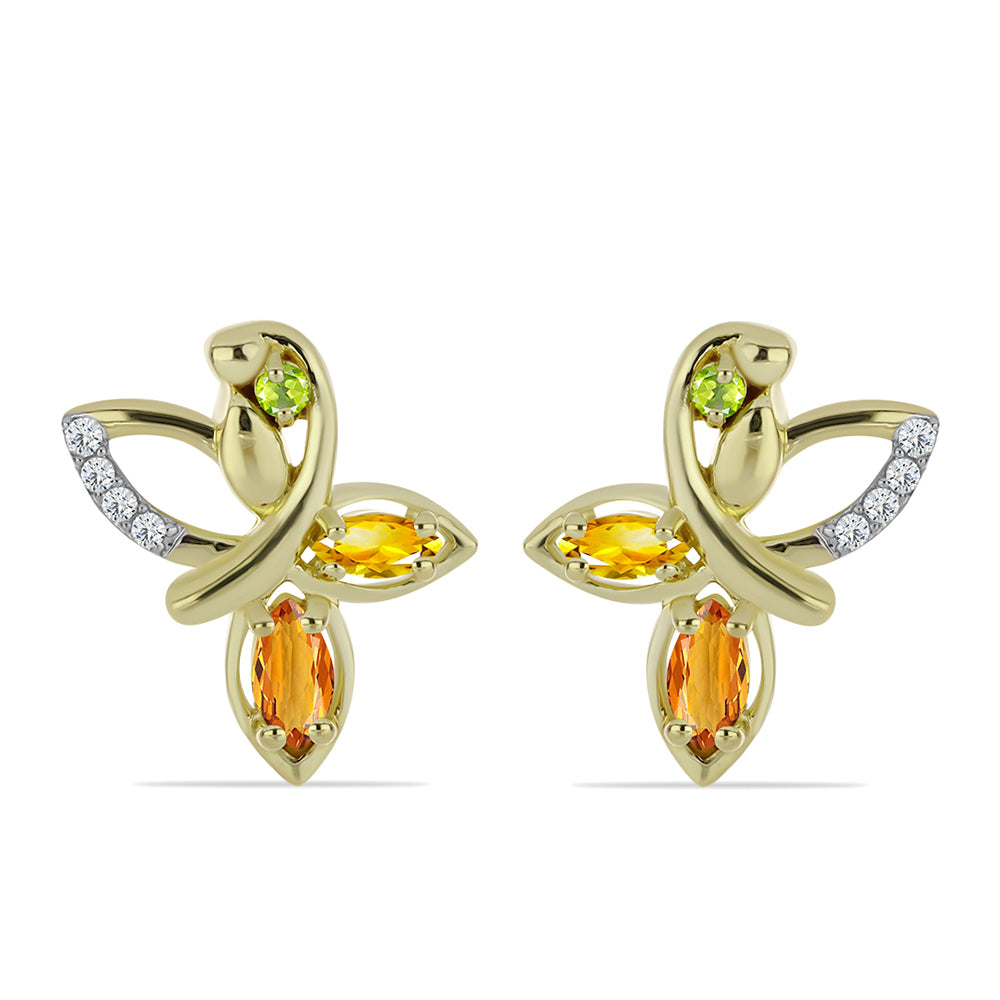 Cercei din Argint 925 Placat cu Aur ( 5.05 grame ) cu Safir Rosebery Curcubeu și Topaz Alb 1.07 Carate