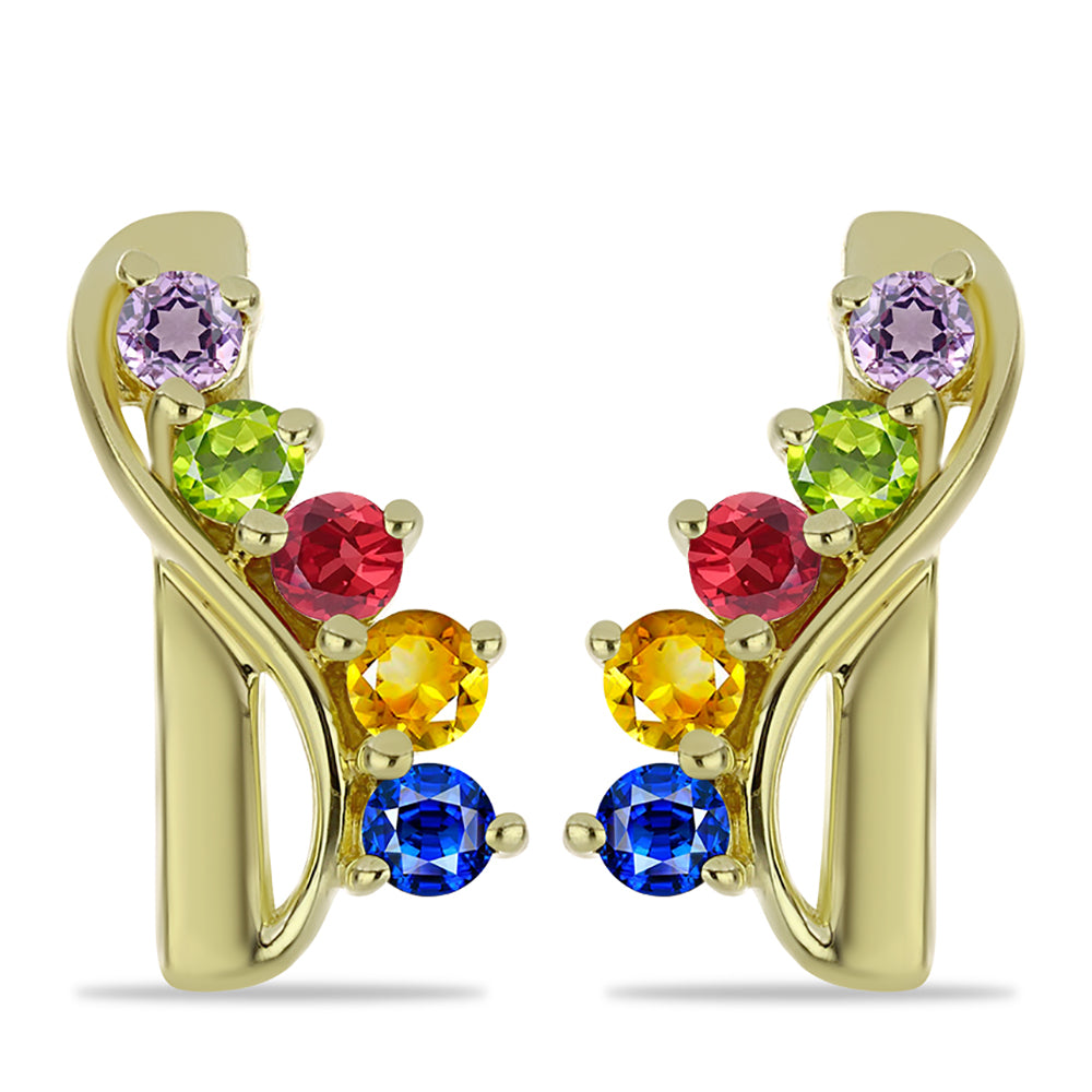 Cercei din Argint 925 Placat cu Aur ( 4.42 grame ) cu Safir Rosebery Curcubeu 1.45 Carate 1 