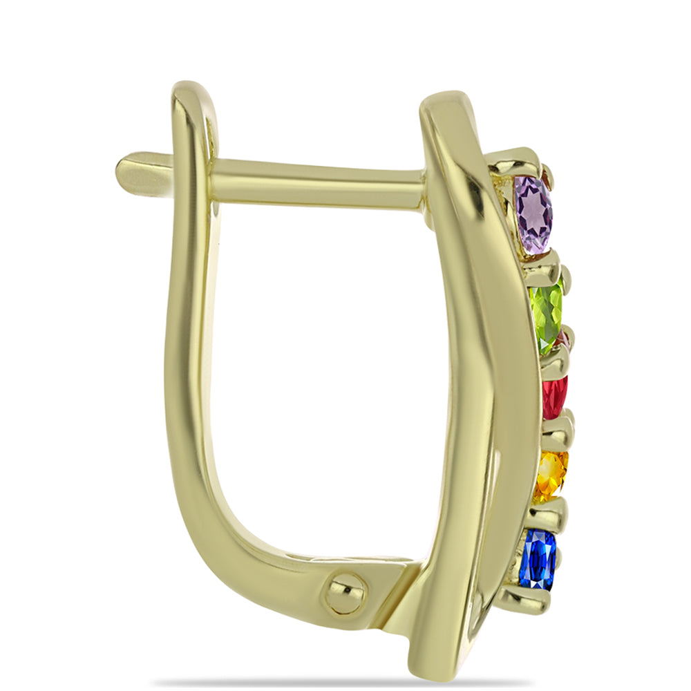 Cercei din Argint 925 Placat cu Aur ( 4.42 grame ) cu Safir Rosebery Curcubeu 1.45 Carate 2 