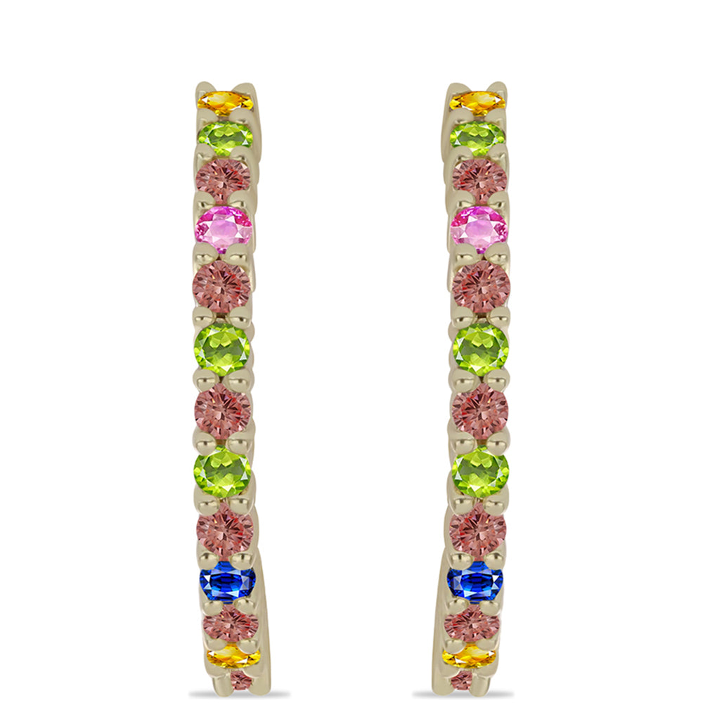 Cercei din Argint 925 Placat cu Aur ( 4.83 grame ) cu Safir Rosebery Curcubeu 2.4 Carate