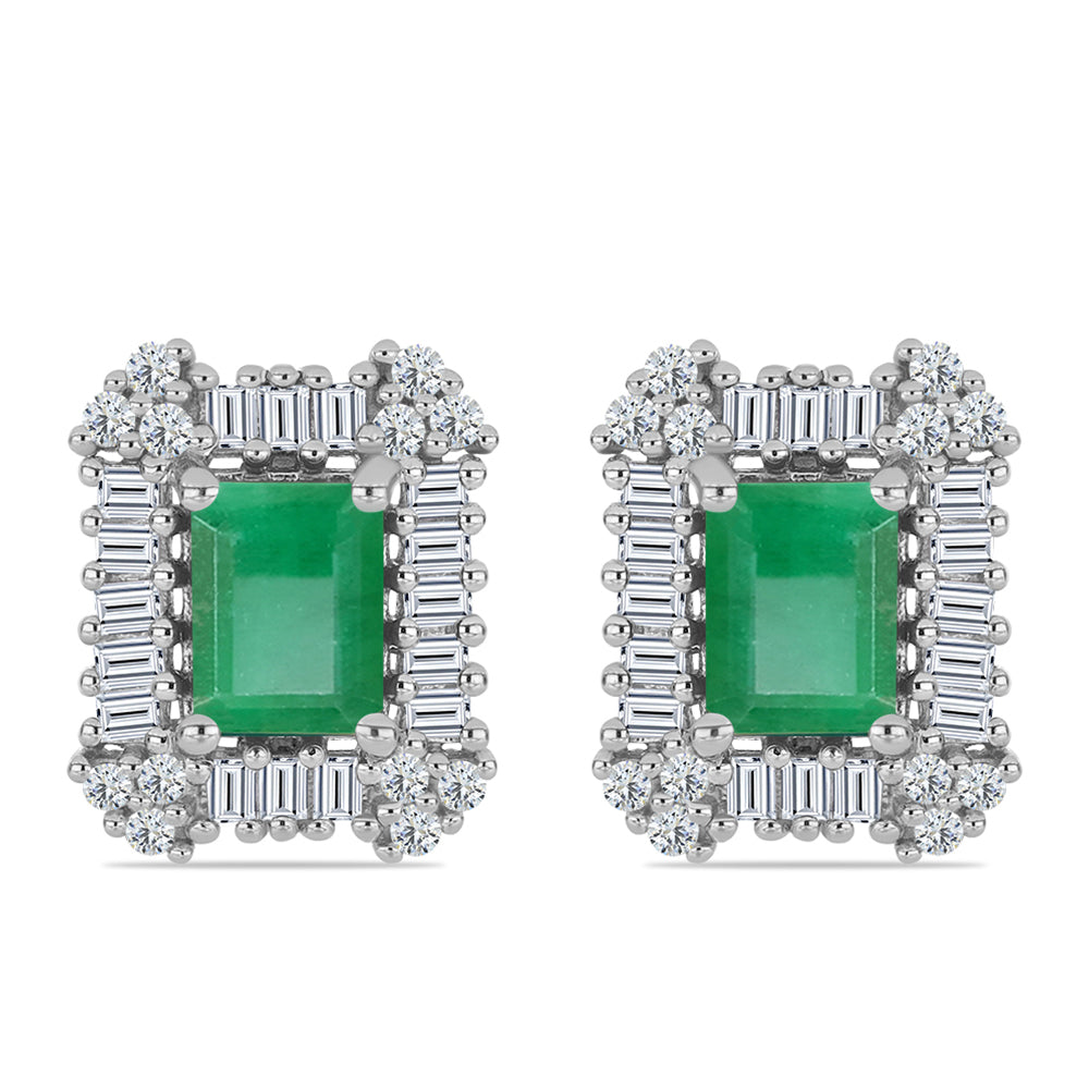 Cercei din Argint 925 ( 4.95 grame ) cu Smarald Brazilian și Zircon Alb 5.13 Carate 1 