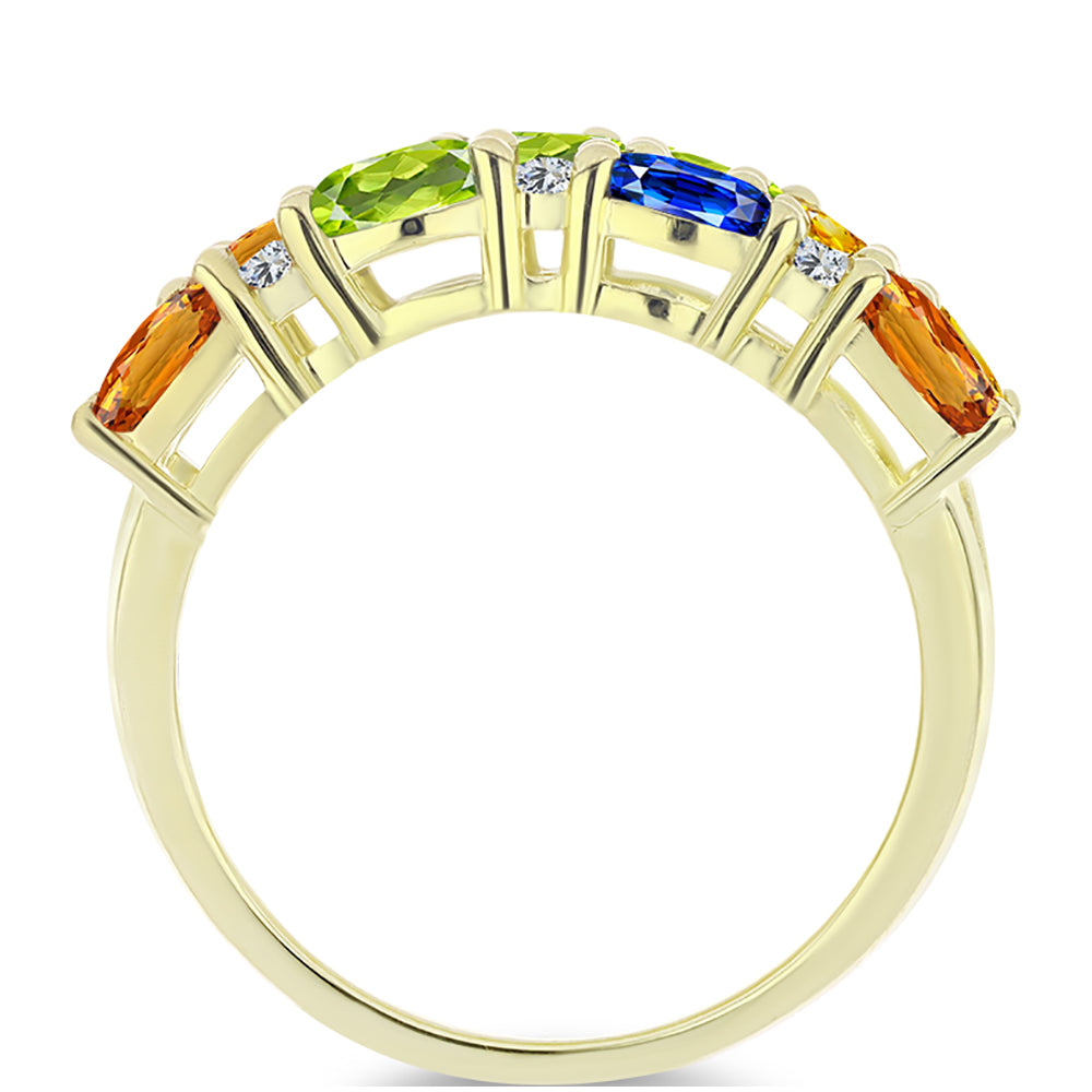 Inel din Argint 925 Placat cu Aur ( 4.32 grame ) cu Safir Rosebery Curcubeu și Topaz Alb 3.96 Carate 2 