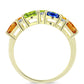 Inel din Argint 925 Placat cu Aur ( 4.32 grame ) cu Safir Rosebery Curcubeu și Topaz Alb 3.96 Carate