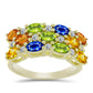 Inel din Argint 925 Placat cu Aur ( 4.32 grame ) cu Safir Rosebery Curcubeu și Topaz Alb 3.96 Carate