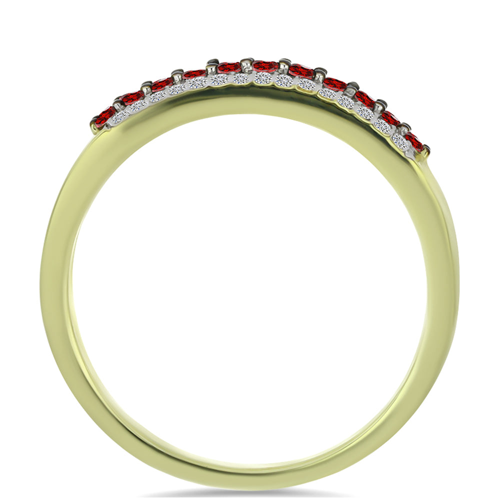 Inel din Argint 925 Placat cu Aur ( 2.41 grame ) cu Diamant Roșu și Diamant Alb 0.38 Carate