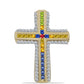Cruce Pandantiv din Argint 925 Placat cu Aur ( 2.93 grame ) cu Safir Rosebery Curcubeu și Topaz Alb 1.58 Carate