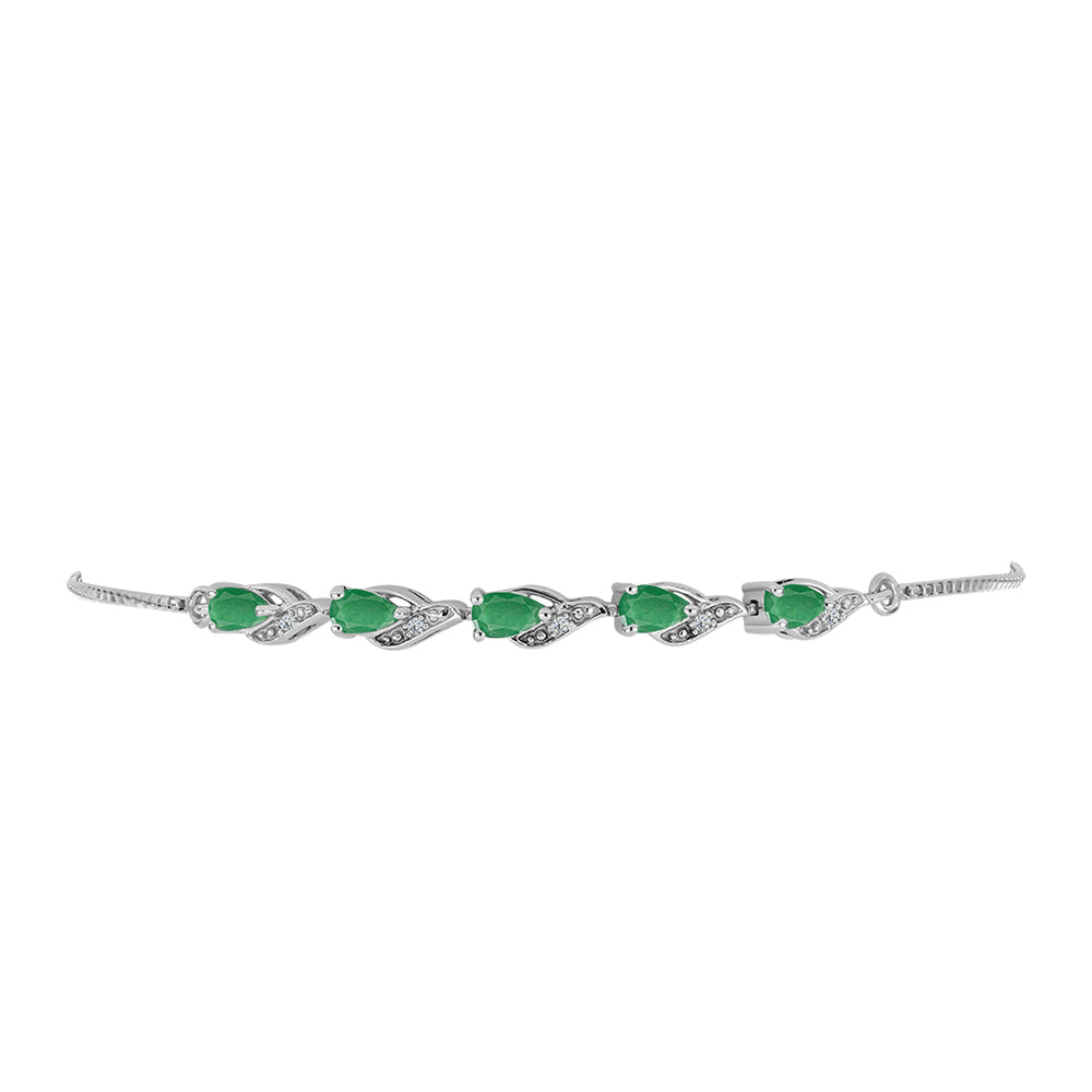 Brățară din Argint 925 ( 3.37 grame ) cu Smarald Brazilian și Topaz Alb 1.01 Carate 2 