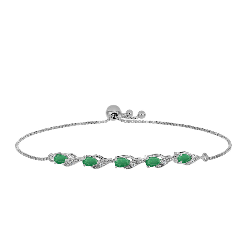 Brățară din Argint 925 ( 3.37 grame ) cu Smarald Brazilian și Topaz Alb 1.01 Carate