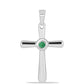 Cruce Pandantiv din Argint 925 ( 1.39 grame ) cu Smarald Brazilian 0.1 Carate