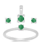 Set din Argint 925 ( 2.45 grame ) cu Smarald Brazilian 0.43 Carate ( Cercei+Inel+Pandantiv )