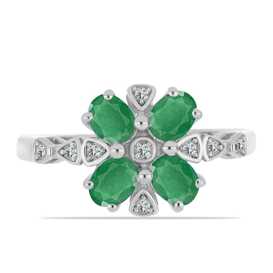 Inel din Argint 925 ( 2.97 grame ) cu Smarald Brazilian și Topaz Alb 1.43 Carate