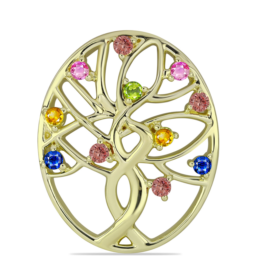 Pandantiv din Argint 925 Placat cu Aur ( 2.73 grame ) cu Safir Rosebery Curcubeu 0.55 Carate