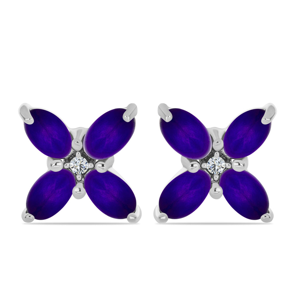 Cercei din Argint 925 ( 2.06 grame ) cu Jad Violet și Topaz Alb 2.08 Carate