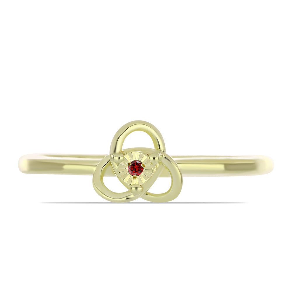 Set din Argint 925 Placat cu Aur ( 3.56 grame ) cu Diamant Roșu 0.03 Carate ( Cercei+Inel+Pandantiv )