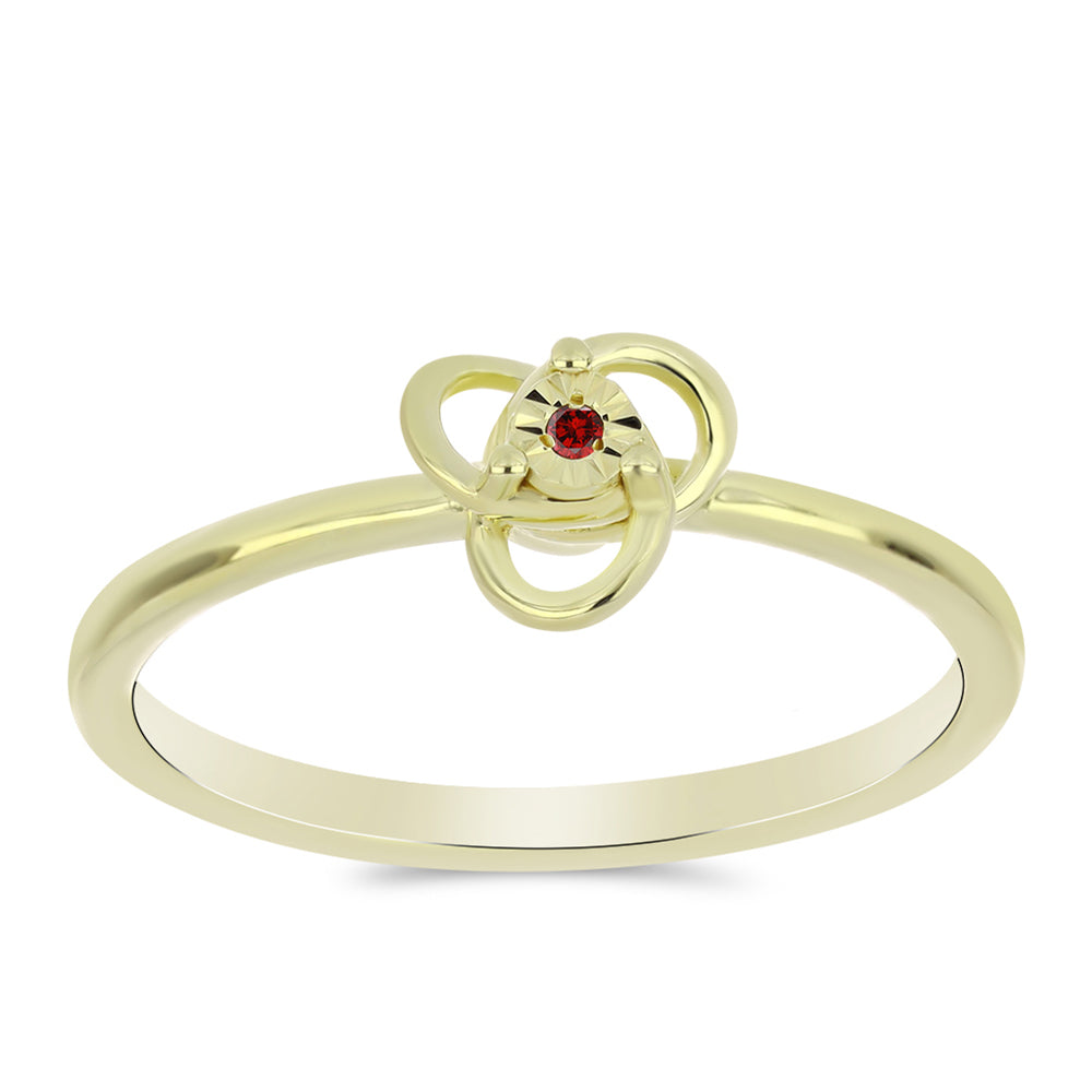 Set din Argint 925 Placat cu Aur ( 3.56 grame ) cu Diamant Roșu 0.03 Carate ( Cercei+Inel+Pandantiv ) 8 