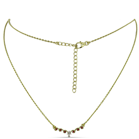 Colier din Argint 925 Placat cu Aur ( 3.06 grame ) cu Diamant Roșu și Diamant Alb 0.14 Carate