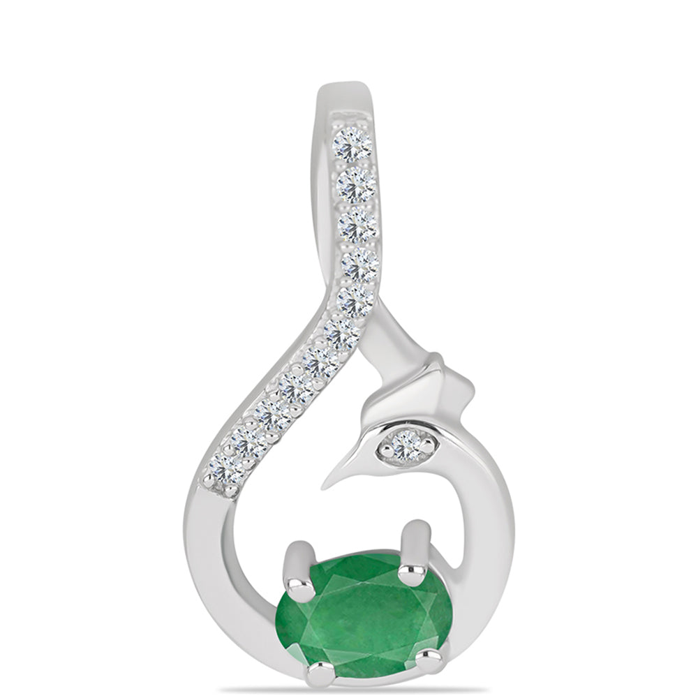 Pandantiv din Argint 925 ( 1.27 grame ) cu Smarald Brazilian și Topaz Alb 0.58 Carate 1 