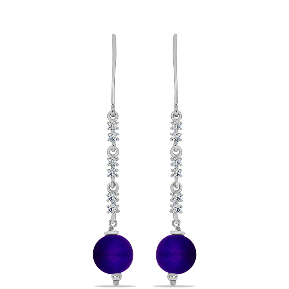 Cercei din Argint 925 ( 2.08 grame ) cu Jad Violet și Topaz Alb 7.17 Carate 1 