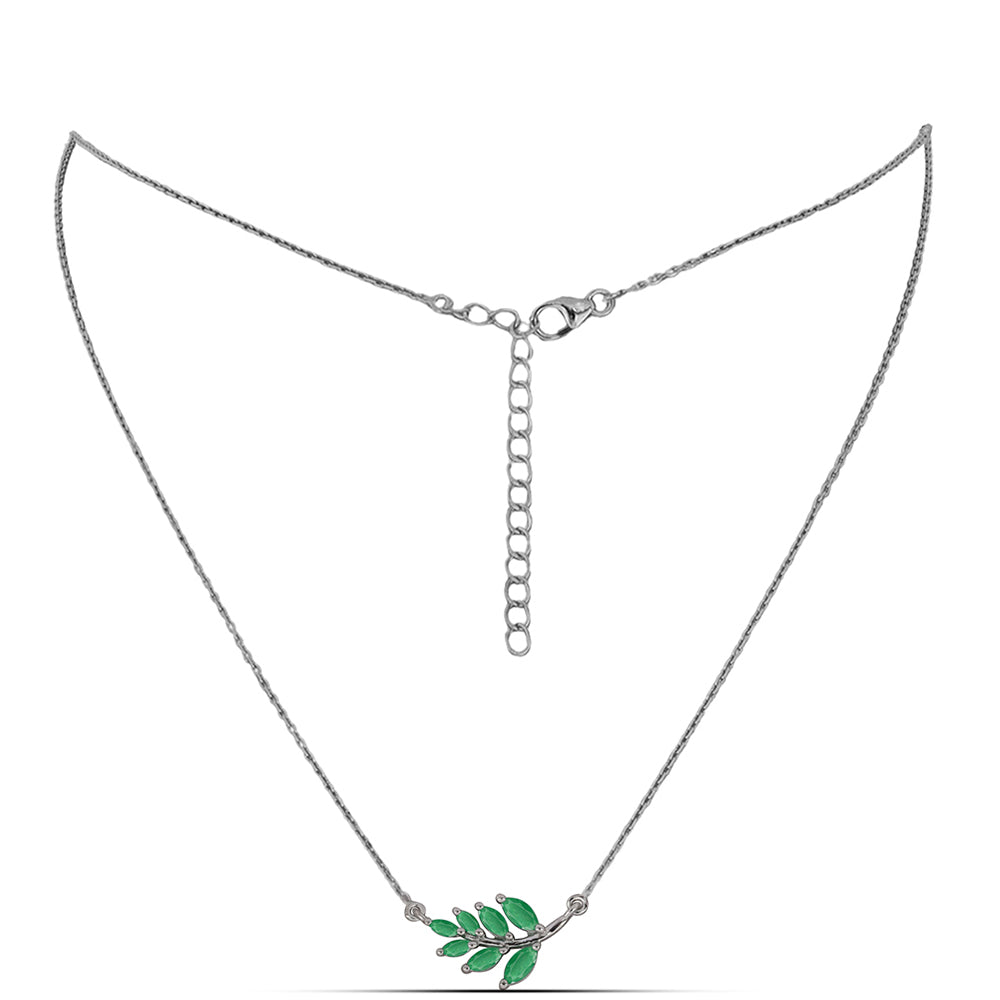Colier din Argint 925 ( 3.96 grame ) cu Smarald Brazilian 1.02 Carate 1 