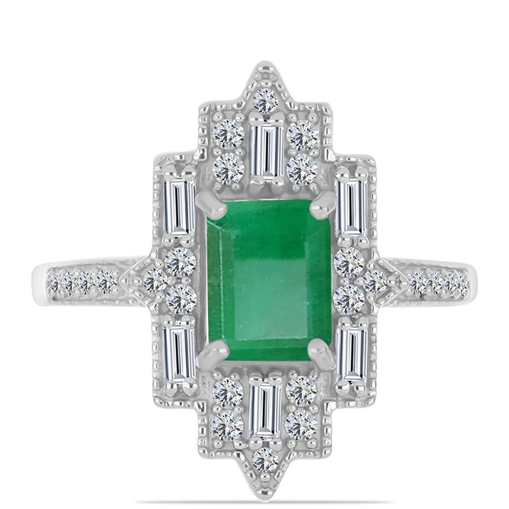 Inel din Argint 925 ( 4.97 grame ) cu Smarald Brazilian și Zircon Alb 2.23 Carate 1 