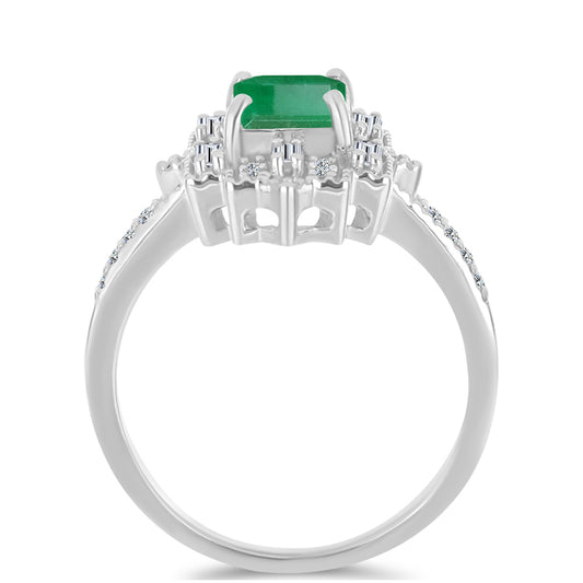 Inel din Argint 925 ( 4.97 grame ) cu Smarald Brazilian și Zircon Alb 2.23 Carate
