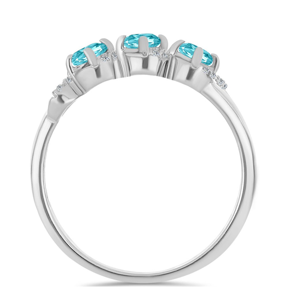 Inel din Argint 925 ( 2.66 grame ) cu Cuarț Paraiba și Topaz Alb 0.74 Carate 2 
