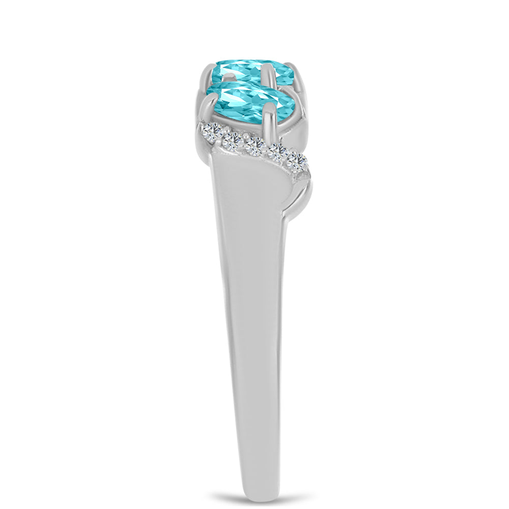 Inel din Argint 925 ( 2.66 grame ) cu Cuarț Paraiba și Topaz Alb 0.74 Carate
