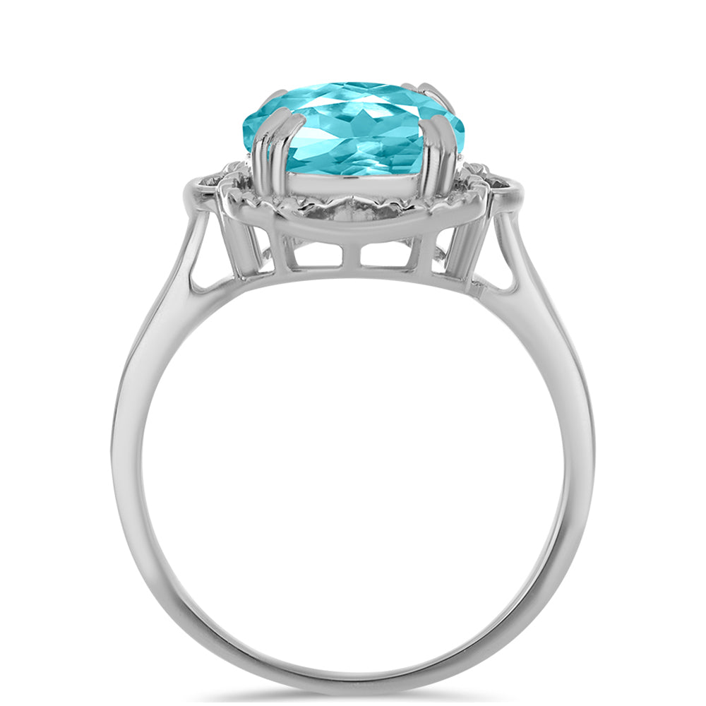 Inel din Argint 925 ( 2.95 grame ) cu Cuarț Paraiba 5.38 Carate 2 