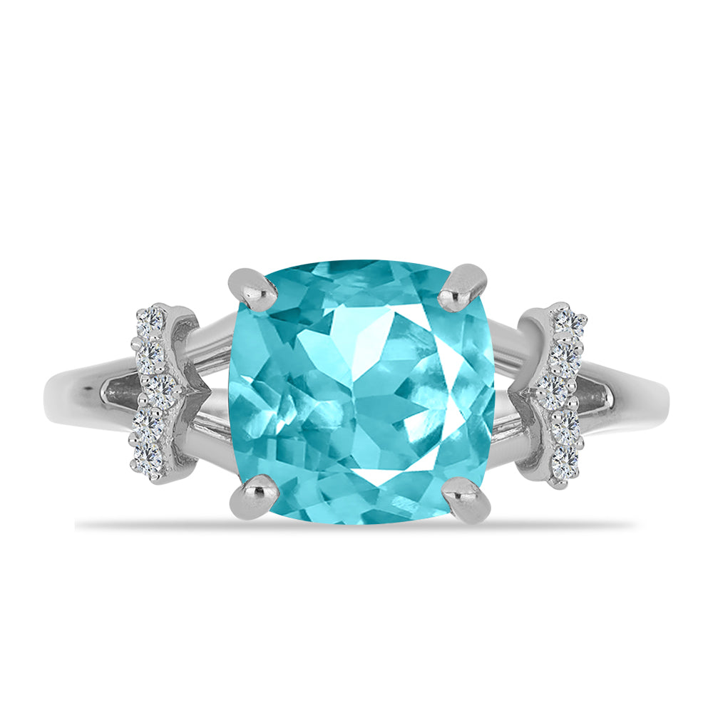 Inel din Argint 925 ( 2.92 grame ) cu Cuarț Paraiba și Topaz Alb 3.07 Carate 1 
