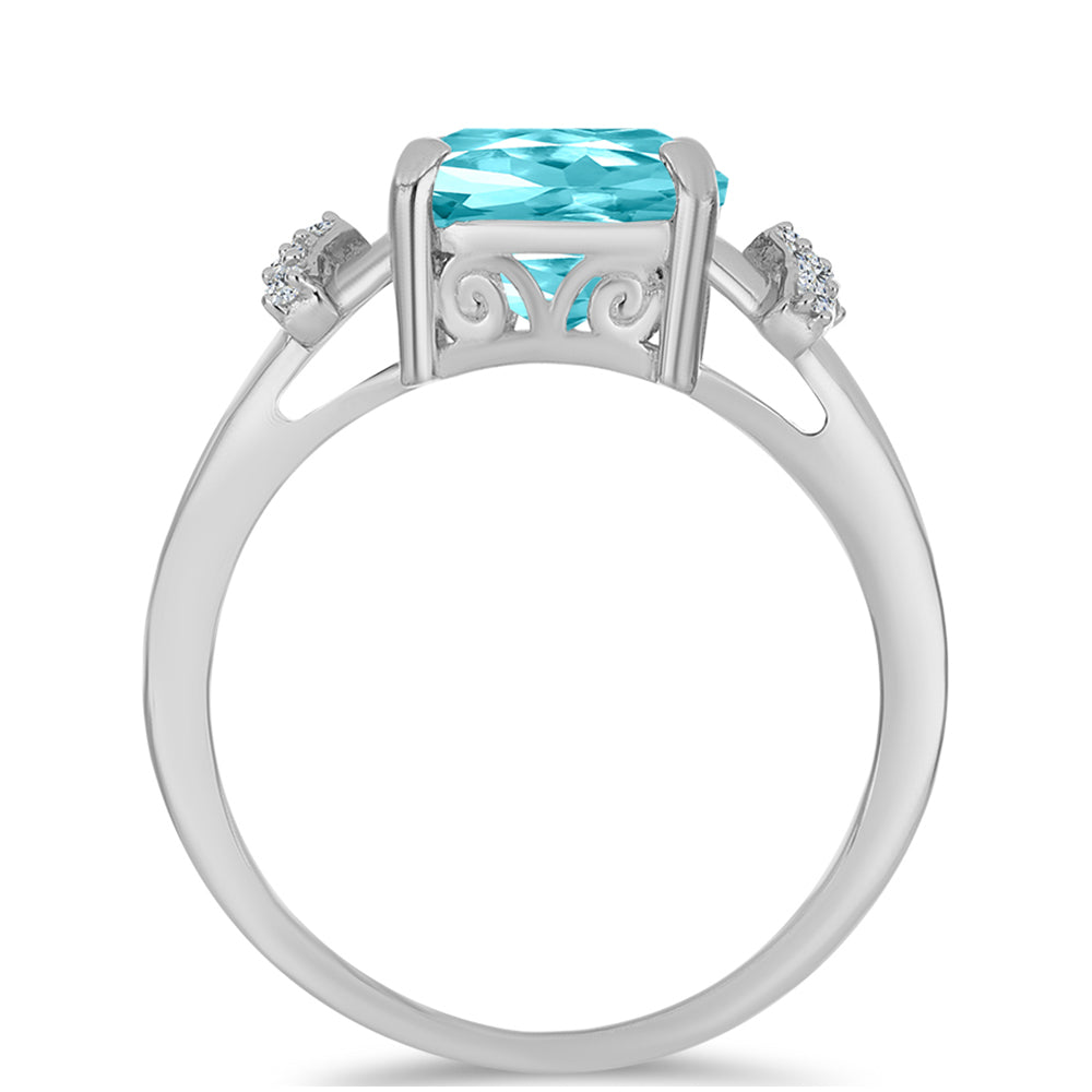 Inel din Argint 925 ( 2.92 grame ) cu Cuarț Paraiba și Topaz Alb 3.07 Carate 2 